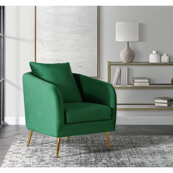Zuri Accent Chair with Gold Legs in Emerald