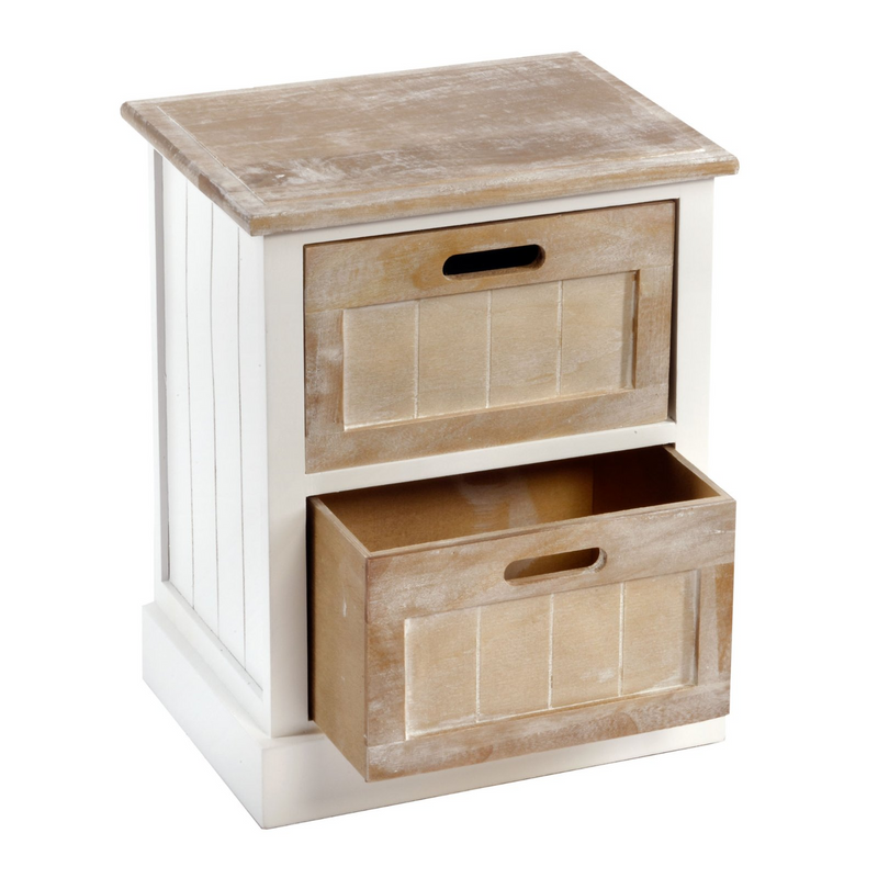 White Wooden Cabinet 2 Drawer 38 x 28 x 48cm
