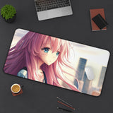 Pink Hair Anime Girl Desk Mat