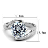 3W1072 - Rhodium Brass Ring with AAA Grade CZ  in Clear