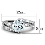 3W770 - Rhodium Brass Ring with AAA Grade CZ  in Clear