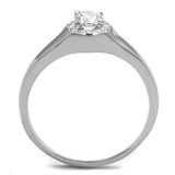 3W780 - Rhodium Brass Ring with AAA Grade CZ  in Clear