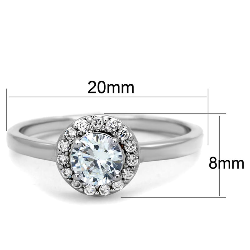 3W863 - Rhodium Brass Ring with AAA Grade CZ  in Clear