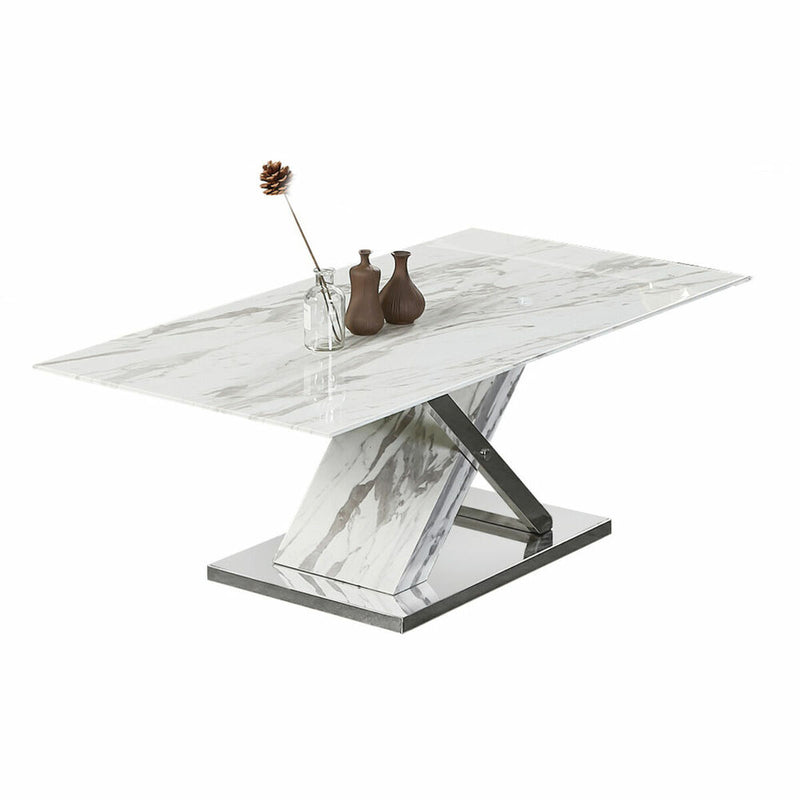 Dining Table DKD Home Decor Crystal Silver Grey Steel White 180 x 90 x