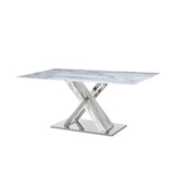 Dining Table DKD Home Decor Crystal Silver Grey Steel White 180 x 90 x