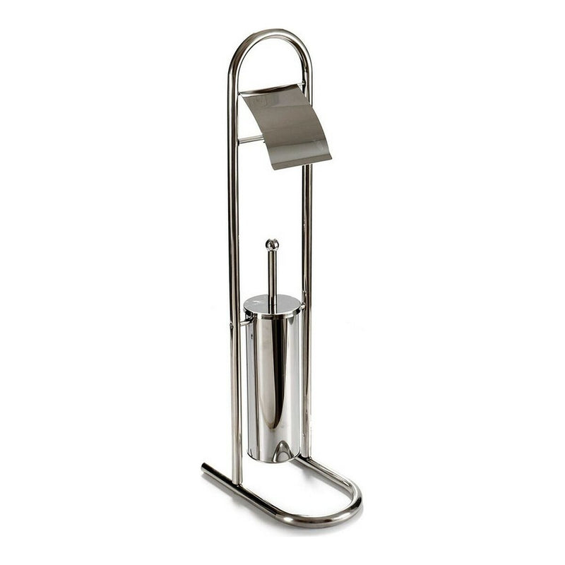 Toilet Paper Holder with Brush Stand Silver Metal 17,5 x 29 x 80 cm