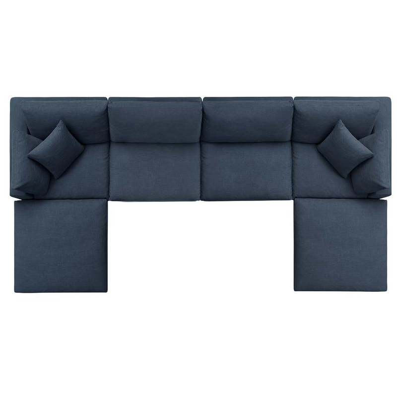 Commix Down Filled Overstuffed 6 Piece Sectional Sofa Set - Azure