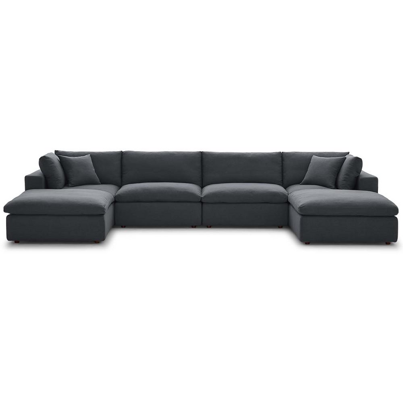 Commix Down Filled Overstuffed 6 Piece Sectional Sofa Set -Gray
