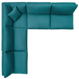 Commix Down Filled Overstuffed 5 Piece Sectional Sofa Set-Teal