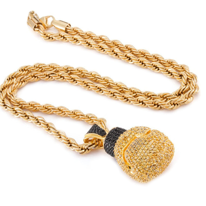 I GOT THE POWER - Pave Boxing Glove Necklace in 18K Gold Plated