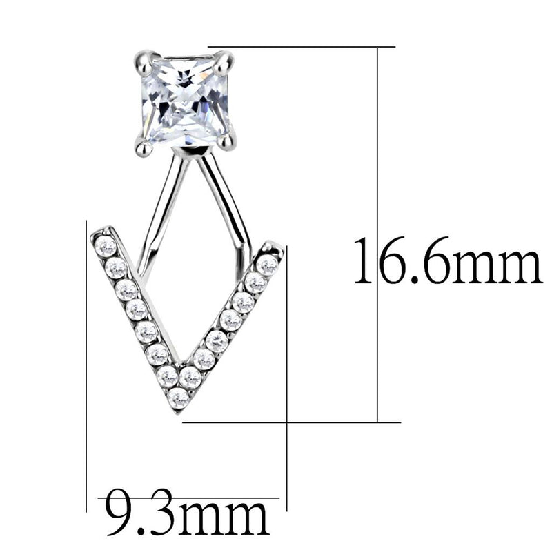 DA292 - High polished (no plating) Stainless Steel Earrings with AAA
