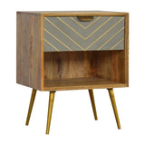 Sleek Cement Brass Inlay Bedside with Open Slot