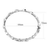 LO4340 - Rhodium Brass Bangle with Synthetic  in Gray