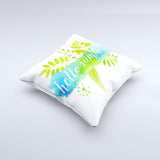 The Hello Summer Watercolor Branches ink-Fuzed Decorative Throw Pillow