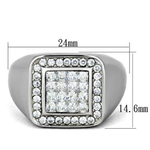 TK1802 - High polished (no plating) Stainless Steel Ring with AAA