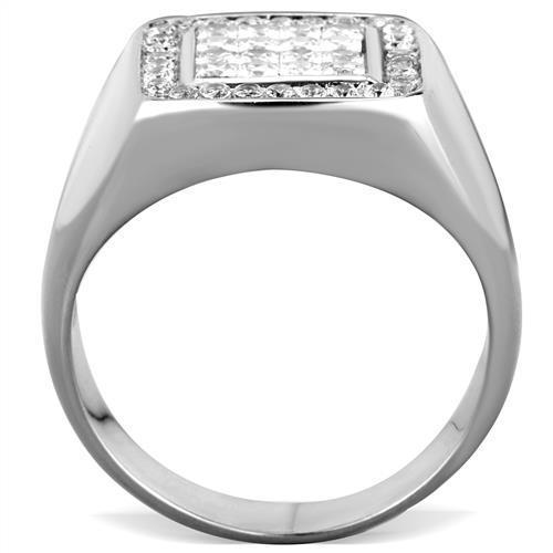TK1802 - High polished (no plating) Stainless Steel Ring with AAA