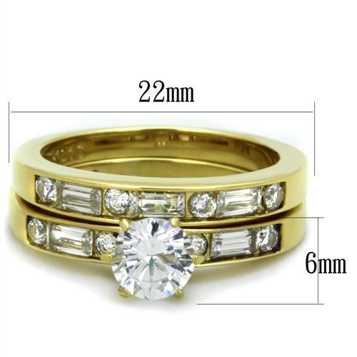 TK1897 - IP Gold(Ion Plating) Stainless Steel Ring with AAA Grade CZ