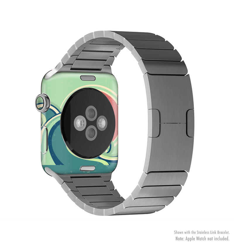 The Vector Retro Green Waves Full-Body Skin Kit for the Apple Watch