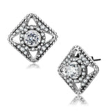 DA072 - High polished (no plating) Stainless Steel Earrings with AAA