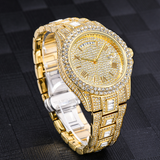 Dual Calendar Quartz Watches Luxury Full Diamond Watches For Men