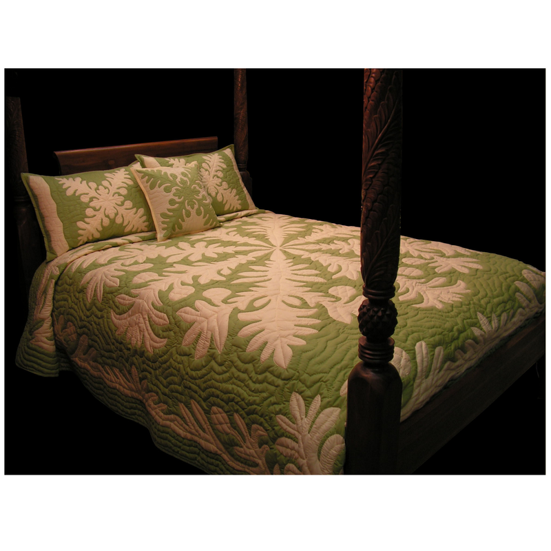 Hawaiian Quilt Bedspread – Reversible Ulu Design