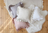 “White Frill” Linen Pillow Cover with Frill