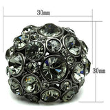 LO2545 - Ruthenium Brass Ring with Top Grade Crystal  in Black Diamond