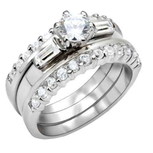 LOAS1040 - High-Polished 925 Sterling Silver Ring with AAA Grade CZ