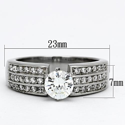 TK997 - High polished (no plating) Stainless Steel Ring with AAA Grade